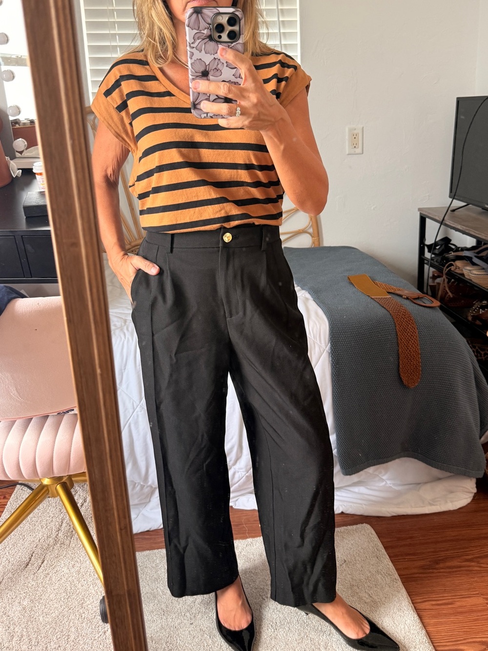 Anne Klein Black Wide Leg Classic Trousers